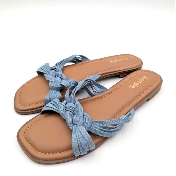 Kensie Raine Knotted Slide Sandal Slip On Women's Denim Blue Size US8.5M EU39 - Picture 1 of 11